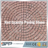 Round Shape Red Granite Paving Stone - Meshed Cobble Stone for Outside