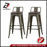 2016 New Adeco 30 Inch Industrial Chic Metal Barstool with Solid Wooden Seat and Low Back
