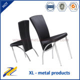 Black Leather PVC Metal Stainless Steel Leg Dining Chair