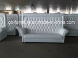 Wedding Party Event High Back Sofa in White Vinyl Leather