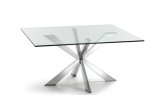 2017 New Modern Glass Top Stainless Steel Dining Table Design