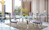Dining Table / Dining Chair / Living Room Furniture / Stainless Steel Table / Banquet Chair / Hotel Chair / Home Furniture / Glass Table Sj807 + Cy020
