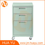 Office Furniture 3 Drawers Movable Metal Mint Filing Cabinet