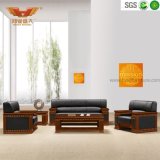Hot Sale Office Teak Wood Genuine Leather Sofa