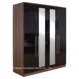 Elegant Wooden High Gloss Bedroom 4 Doors Mirror Combi Wardrobe (WB10)