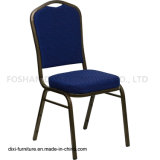 Hotel Furniture Crown Back Stacking Banquet Chair with Navy Blue Patterned Fabric and Mould Foam