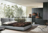 European Style Leather Fabric Wood Soft Double Bed (A-B25)