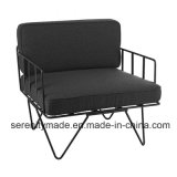 Contemporary Black Metal Wire Frame Dining Chair with Velvet Cushions