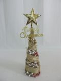 60cm Rattan/Gold Ribbon Artificial Christmas Gift Home Table Decoration