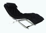 Stainless Steel Base with Black Velvet Fabric Uphostry Chaise Lounge