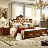 Wood Bedroom Furniture Set with Wooden Bed and Wardrobe
