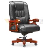 Luxury Swivel Wooden Ergonomic Genuine Leather Executive Boss Chair