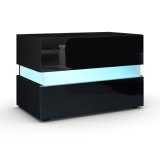 Bedside Table, Night Stand Cabinet with LED Light