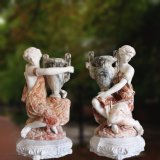 a Pair of Marble Statue Sculpture of Woman Holding Vaset-3477