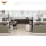 6 Seats Office Counter Table Design with Melamine Wooden Office Partition