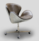 Aluminium Sheet Fiberglass Frame Leather Swan Chair