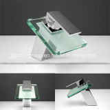 Chrome Square Clear Glass Waterfall Bathroom Faucet
