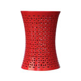 Chinese Traditional Red Ceramic Stool (LS-169)