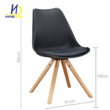 Tulip Plastic Back PU Seat Wood Legs Dining Chair