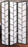 Black Color Decoration Rice Paper Non-Woven and Wooden Japanese Style Folding Shoji Screen Room Divider X 3 Panel