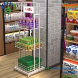 3 Layers Supermarket Metal Shelves Display with Wheels for Promotion