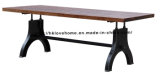 Modern Industrial Round Metal Dining Restaurant Wooden Top Table