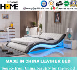 Modern Double Leather Bed with LED Light (HC305)