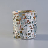 Mosaic Decorated Glass Candle Holders for Home Decoration