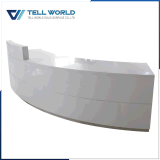 Small Round Curved White Modern Acrylic Solid Surface Reception Counter Desk