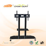 High Quality 2 Tiers Tempered Glass Moving TV Stand Has Wheels (CT-FTVS-F101B)