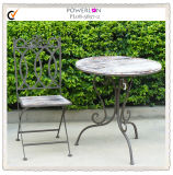 Stylish Handmade Wrought Iron and Wood Table and Chair