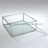 Square Home Furniture Metal Stool Tea Table with Glass