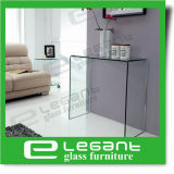 Modern Clear Curved Glass Console Table