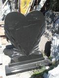 Black Heart Single Cross Tombstone Granite Marble Monument