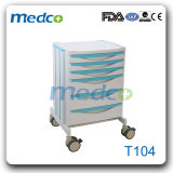 Medical Plastic Patient Cart/ Hospital ABS Medicine Nursing Trolley with Drawers