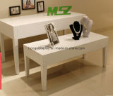 White Liquid Painting Display Table with Metal Leg, Wooden Desk