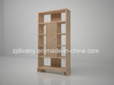 Neo-Chinese Style Oak Wooden Bookcase with Door