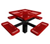 46-Inch Expanded Metal Square Single-Post Picnic Table Stamped