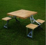 Outdoor Wooden Camping Aluminum Alloy Folding Table (JTJ1022)