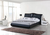 Andrea Genuine Italian Leather Bedroom Bed with Button