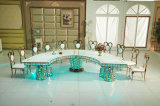 Fancy Golden Semicircle LED Wedding Table Centre Table
