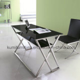 Polished Stainless Steel Legs Console Table with Black Tempered Glass