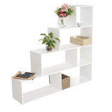 Staircase White Display Divider Shelf Storage Unit Cubes Bookcase Bookshelf