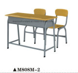 Popular Used School Furniture Wooden Double Desk and Chair