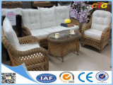 White and Brown Rattan Furniture Sofa