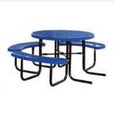 46-Inch Ada Perforated Round Metal Picnic Table Stamped