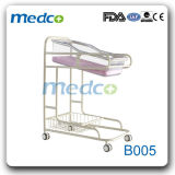 Hospital Movable Infant Bed Baby Cot, Medical Metal Adjustable Baby Crib