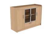 Wood Top Panel Storage Cabinet with Casement Window and Drawer