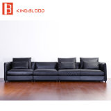Italy 7 Seater Sectional Pure Black Leather Corner Sofa