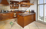 American Oak Solid Wood Kitchen Cabinet with Bar Counter (zs-282)
